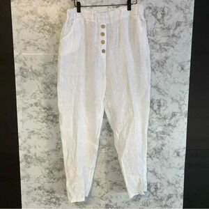 Tina Stephens Sloan 100% Linen Wide Leg Pants Made in Italy size Medium